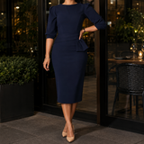 Liora-Claire Peplum Dress - Navy Blue