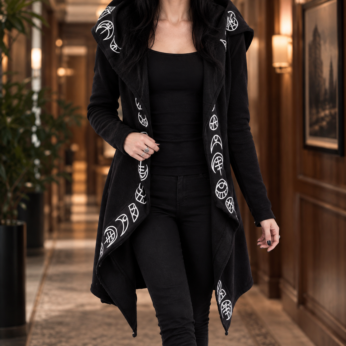 Ludovica Hooded Cardigan - Black