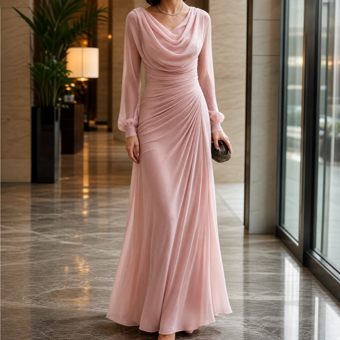 Nadine-Jane Ruched Maxi Dress - Pink