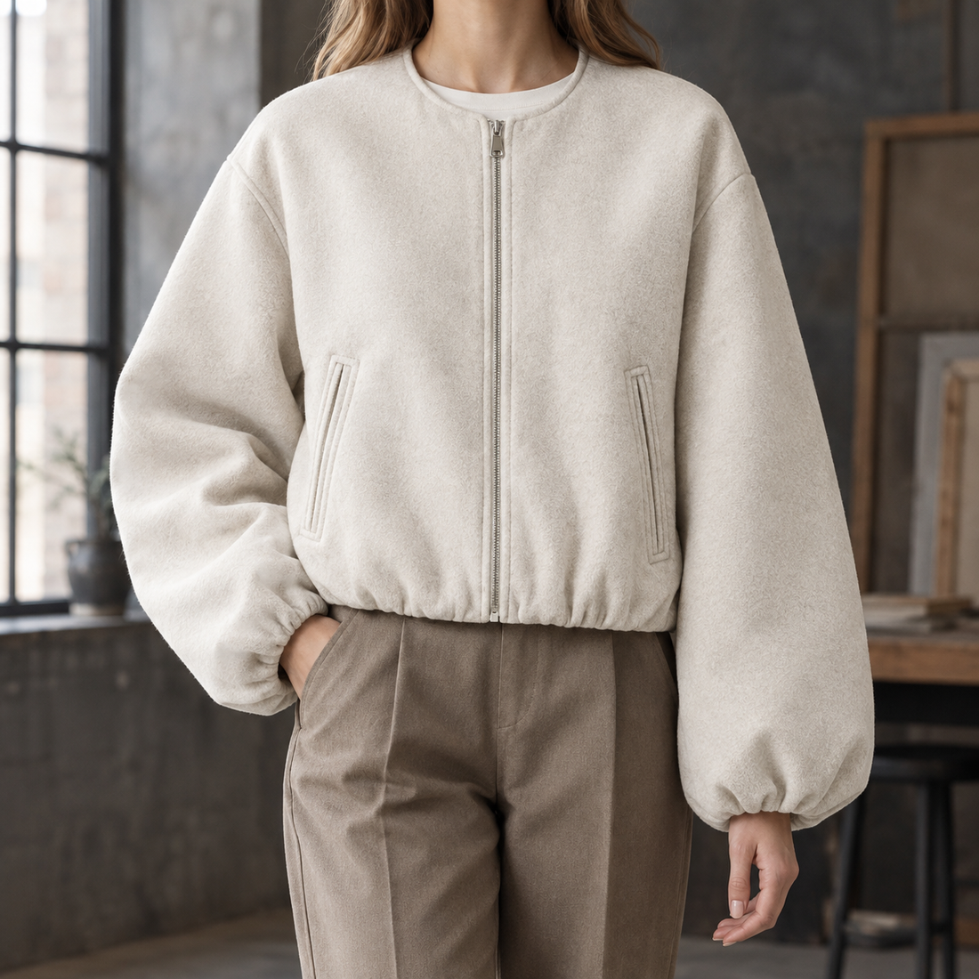 Wendy-Eve Balloon Sleeve Jacket - Off White