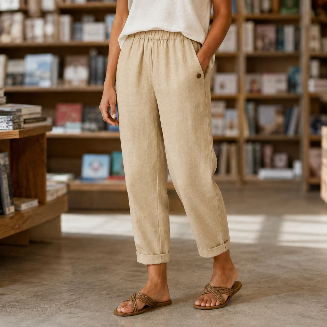 Alba-Faye Relaxed Pants - Beige