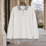 Alfred-Miles Half Zip Sweater - White