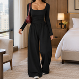 Wilhelmina Wide-Leg Jumpsuit - Black