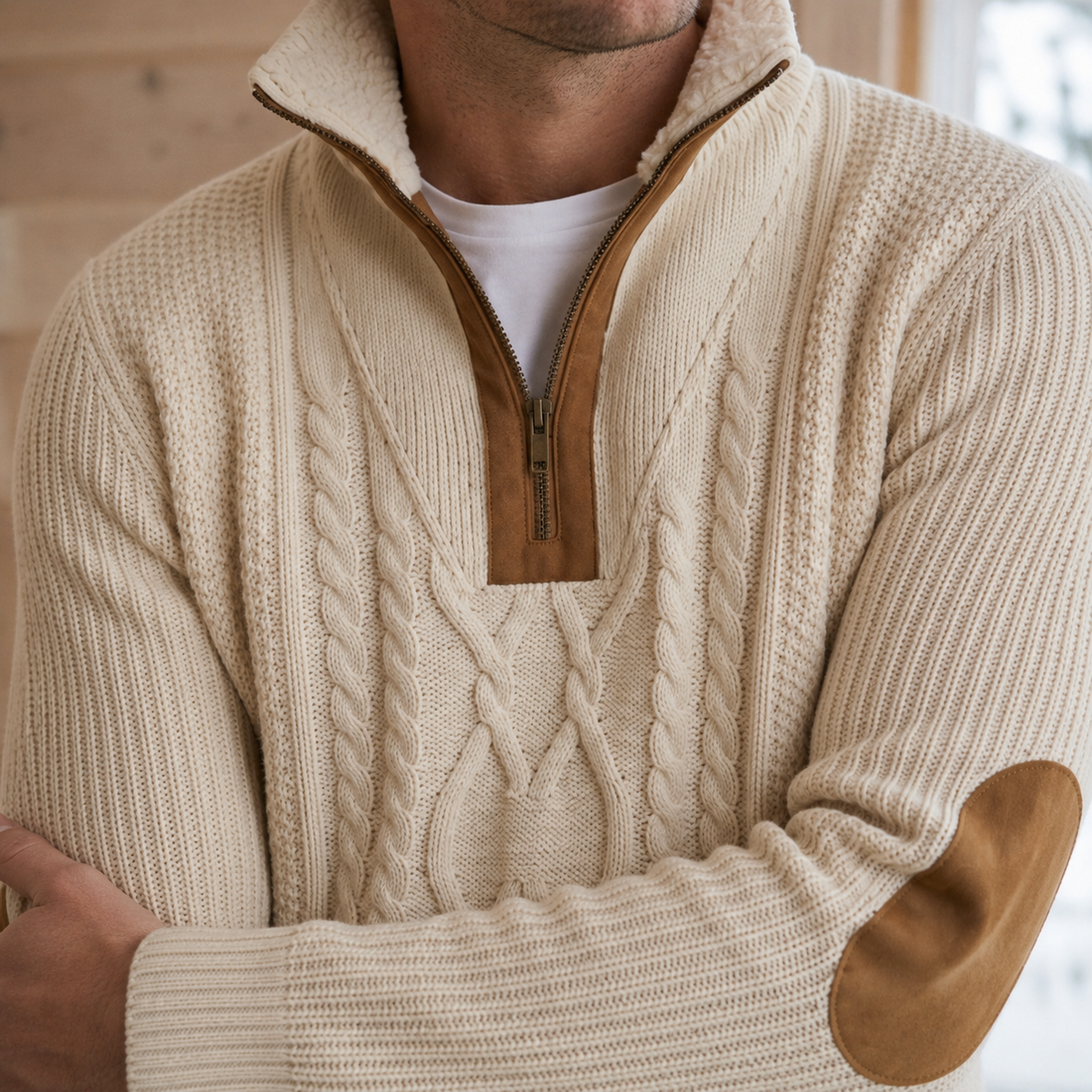 Elias Cable Knit Sweater - Lead Product Detail