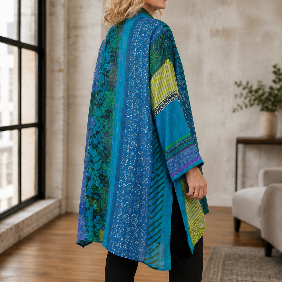 Lara Patchwork Cardigan - Lead Alternate View