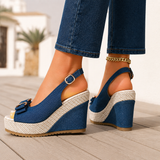Sarti Denim Wedge Sandals - Lead Alternate View