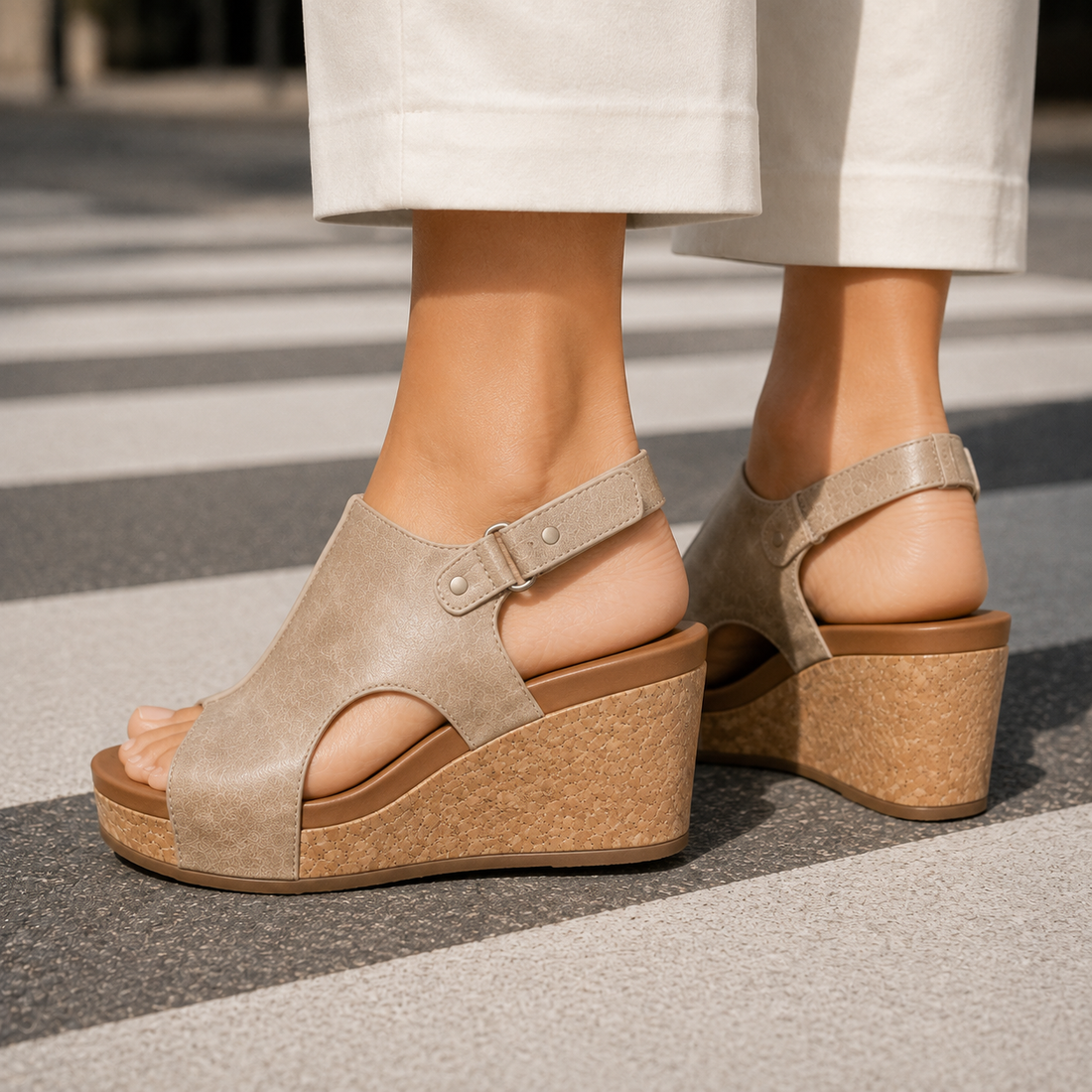 Rossetti Cork Wedge Sandals - Lead Alternate View