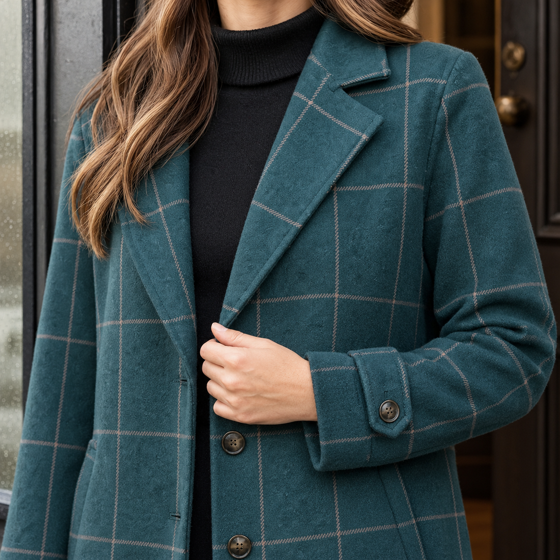 Sibylla-Sage Checked Jacket - Lead Product Detail