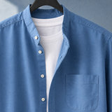 Archambault-Grey Stand Collar Shirt - Lead Product Detail