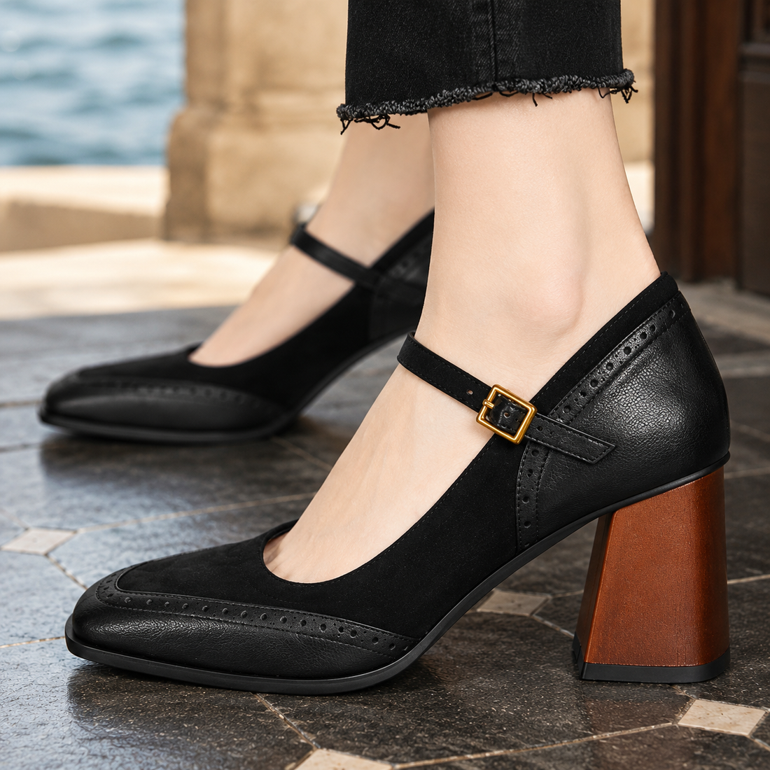 Camerino Square Toe Pumps - Lead Product Detail