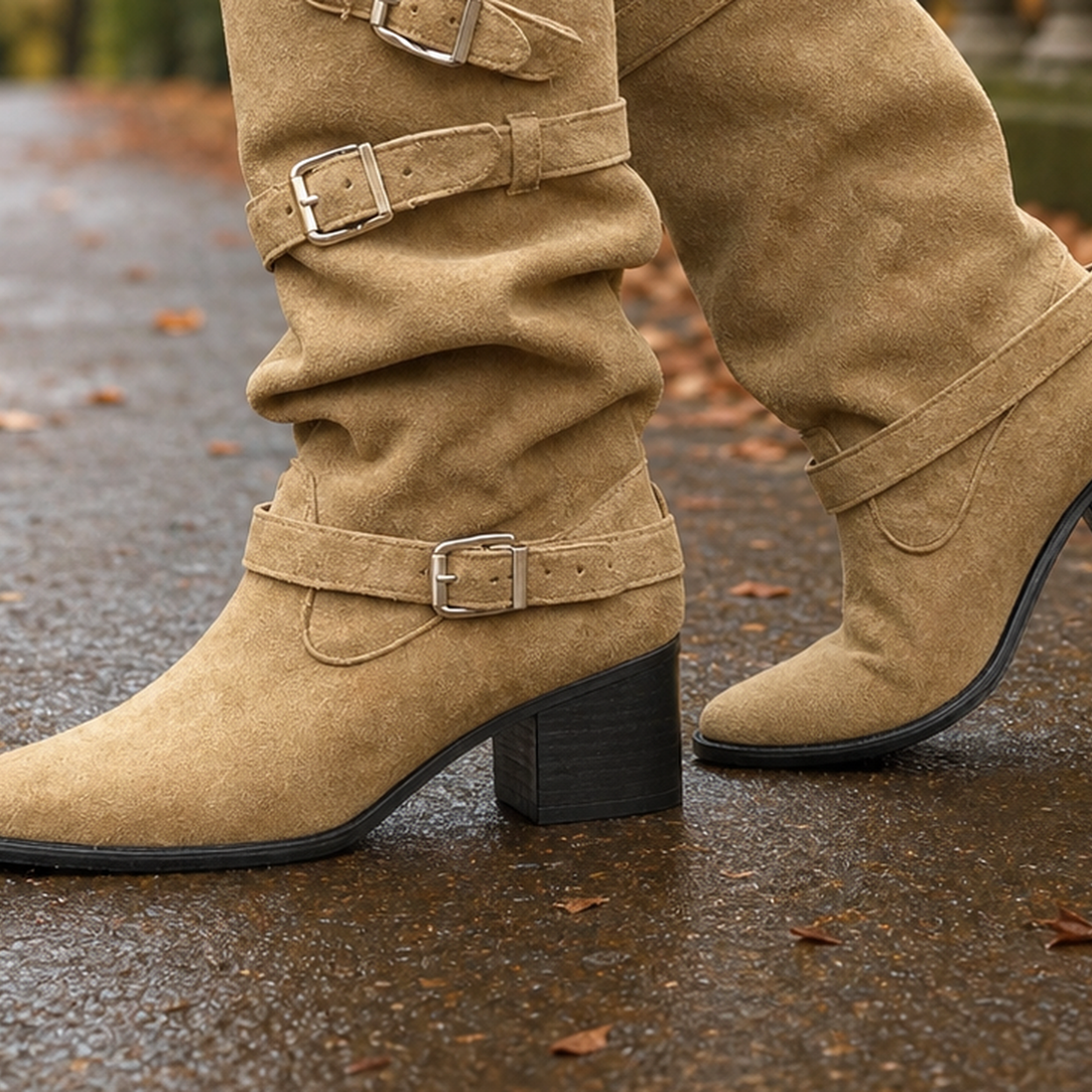 Rizzi-Garda Buckle Knee Boots - Lead Product Detail