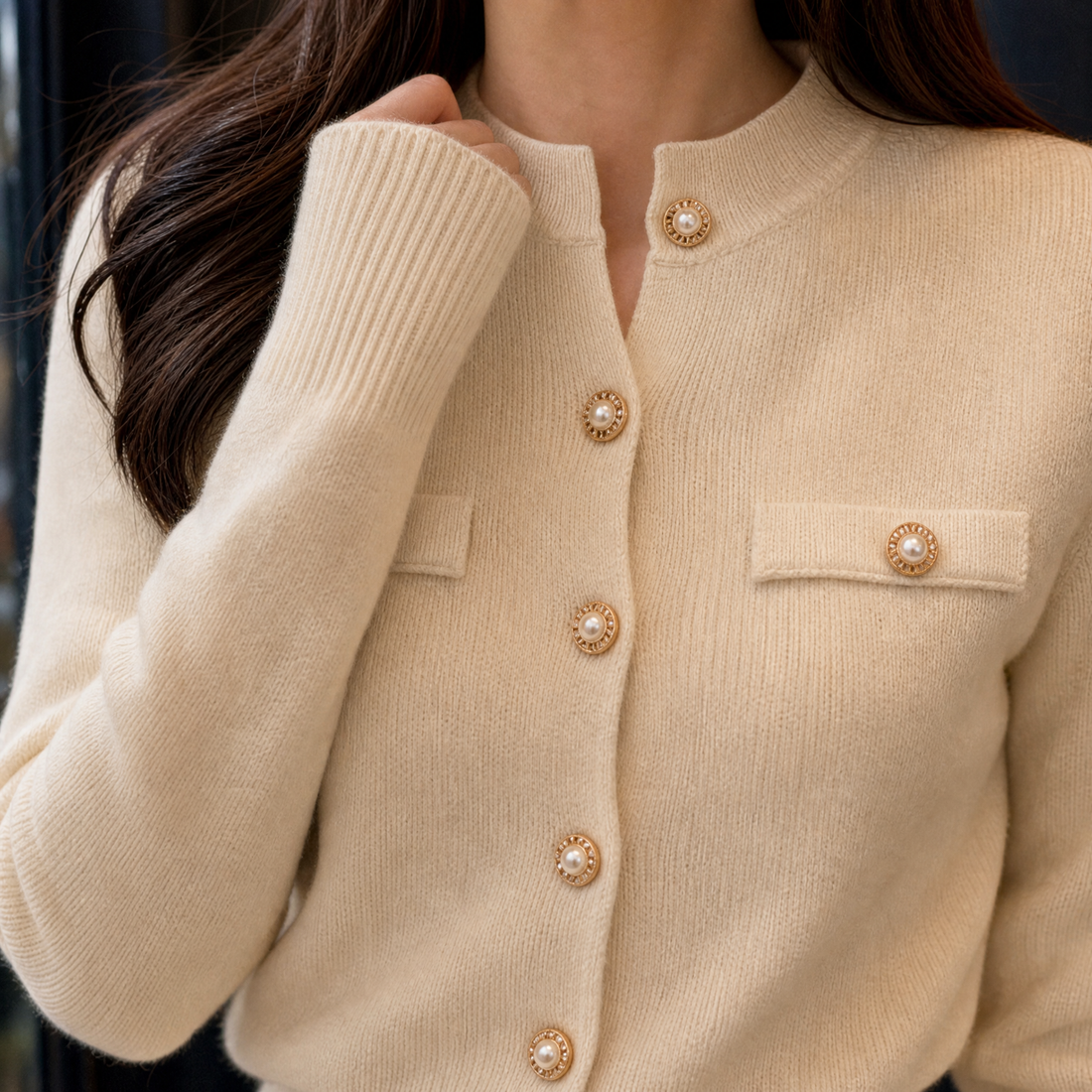 Flavia-Rose Crew Neck Cardigan - Lead Product Detail