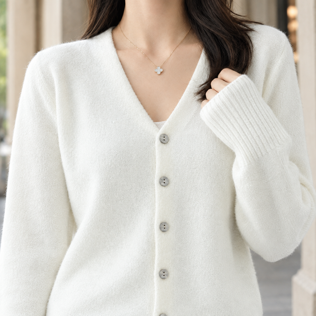 Esther-Belle V-Neck Cardigan - Lead Product Detail