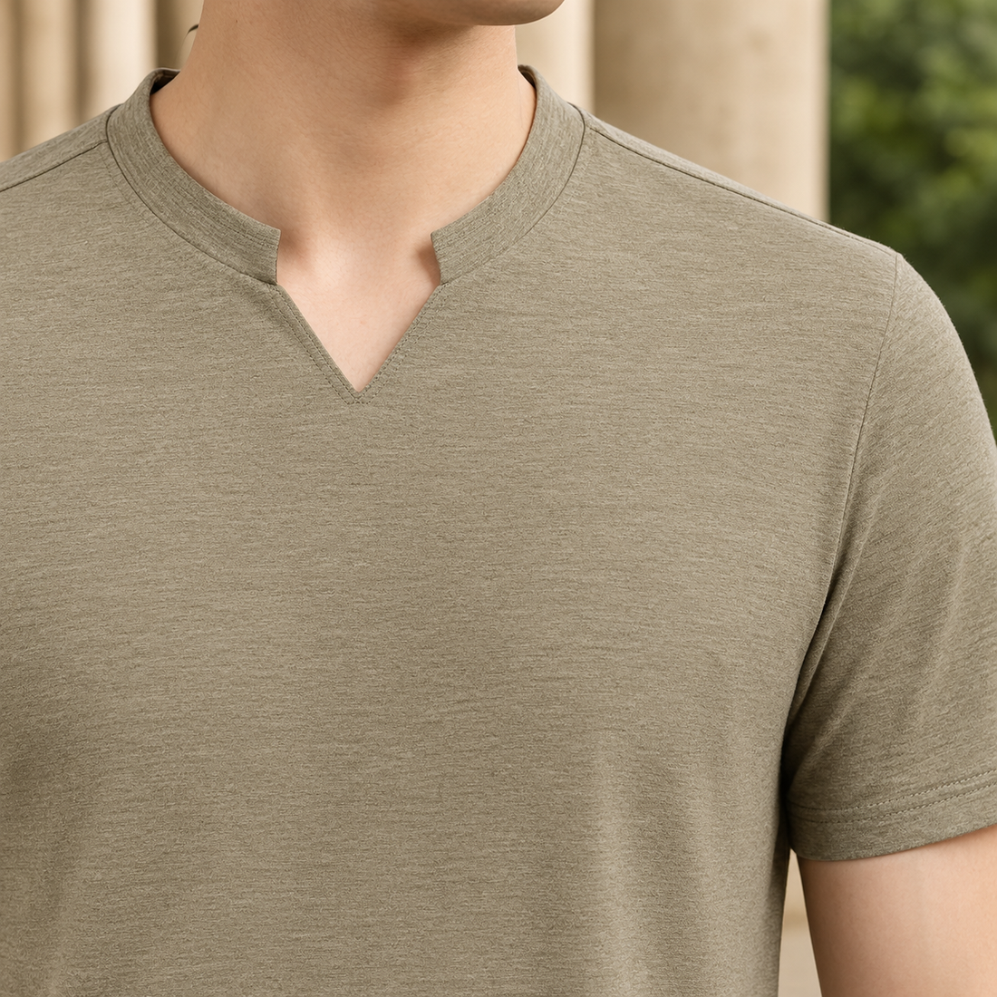 Francis Split Neck T-Shirt - Lead Product Detail