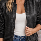 Lisandra-Elise Zip Bomber Jacket - Lead Product Detail