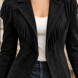 Pascaline-Claire Suede Fringe Jacket - Lead Product Detail