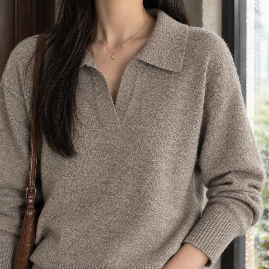 Briony-Hope Polo Collar Sweater - Lead Product Detail