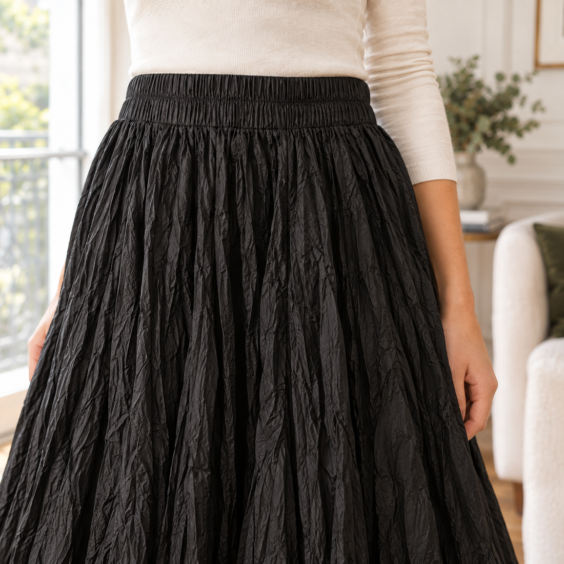 Sharon Crinkle Maxi Skirt - Lead Product Detail