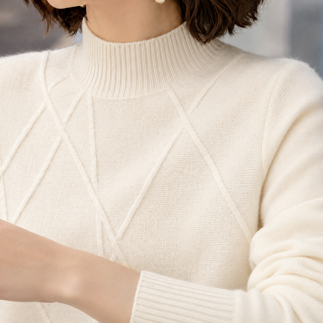 Ariadne-Louise Mock Neck Sweater - Lead Product Detail