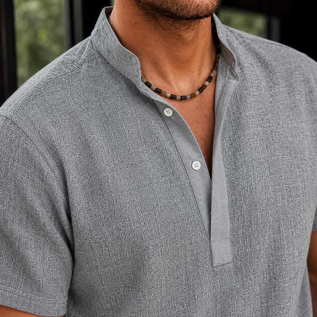 Archer Stand Collar Shirt - Lead Product Detail