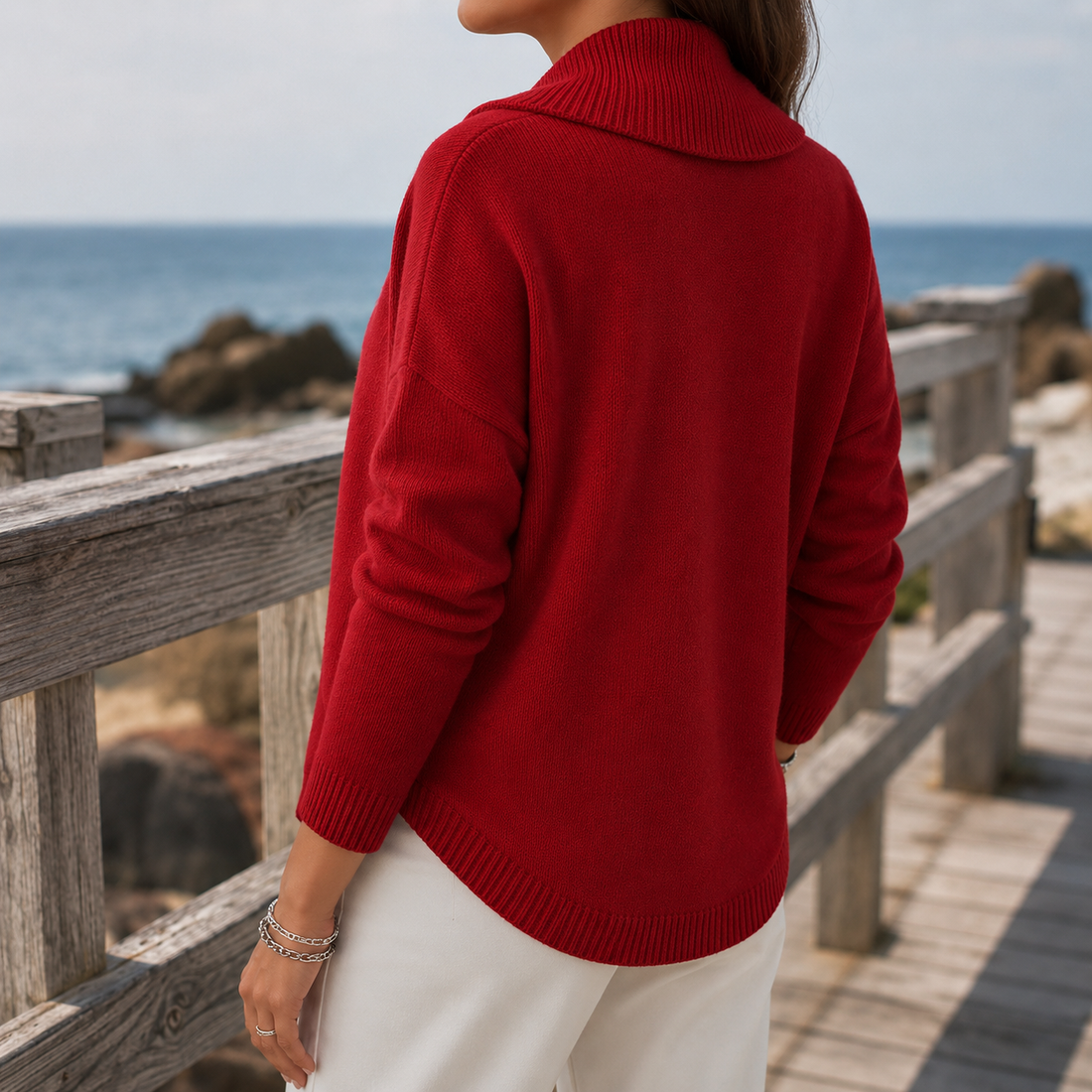 Zinnia Cowl Neck Sweater - Lead Alternate View