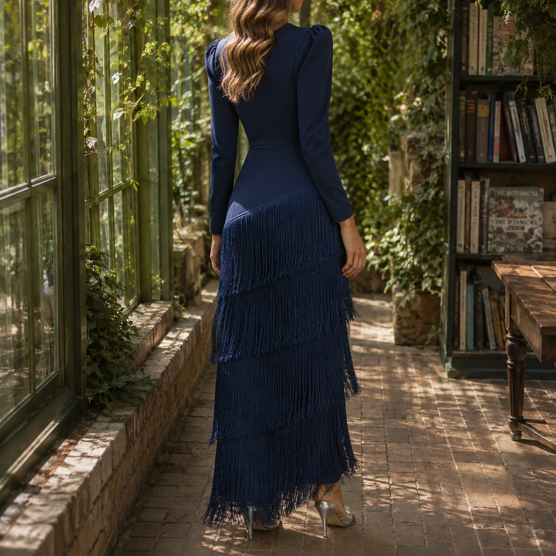 Cordelia Fringe Maxi Dress - Lead Alternate View
