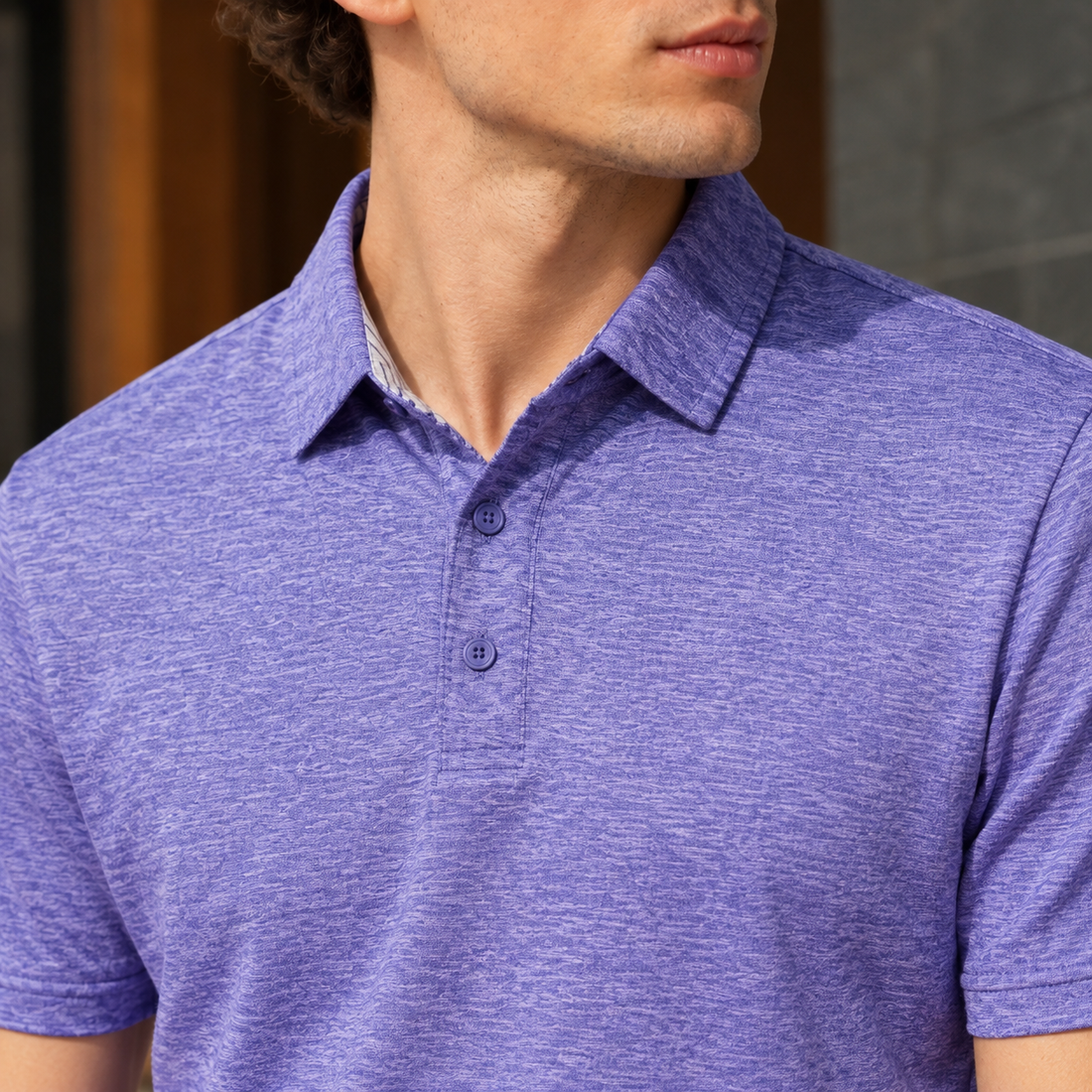 Oliver-Scott Heathered Polo Shirt - Lead Product Detail