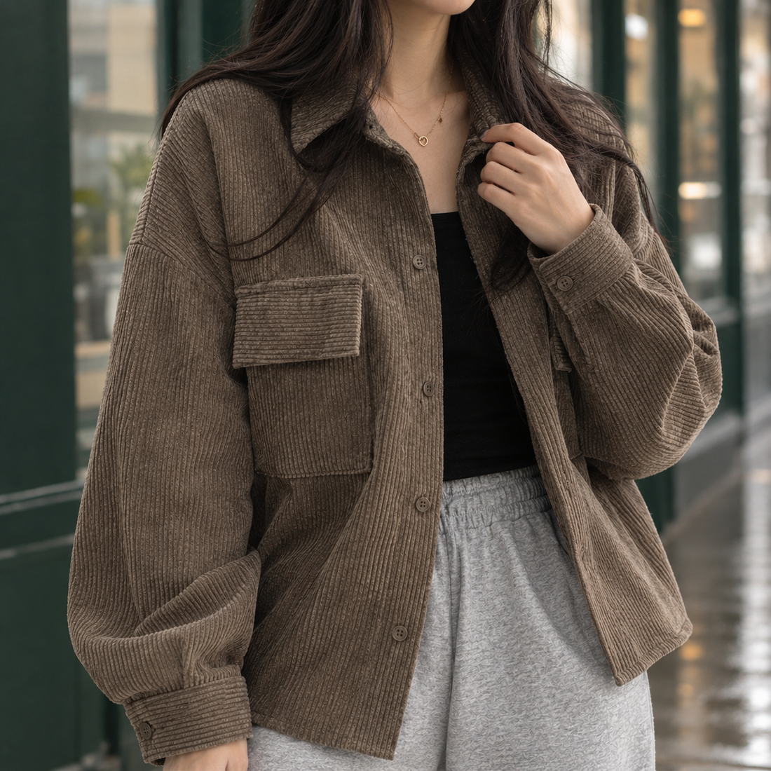Ariadne-Skye Corduroy Jacket - Lead Product Detail