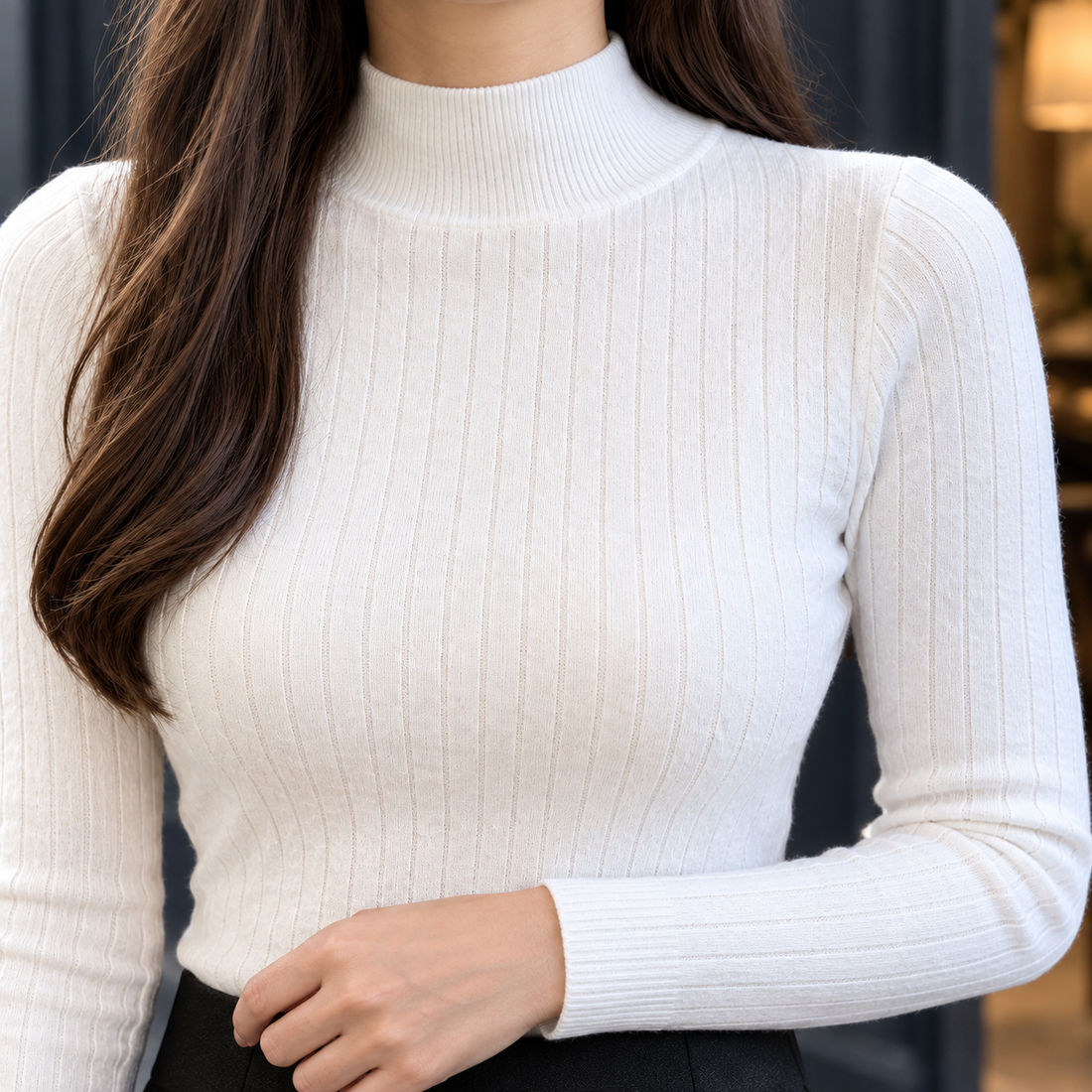 Ninon-Eve Mock Neck Top - Lead Product Detail
