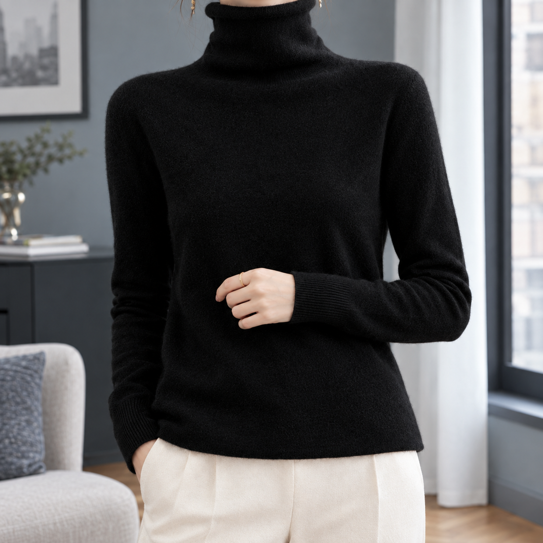 Mackenzie Roll Neck Top - Lead Product Detail