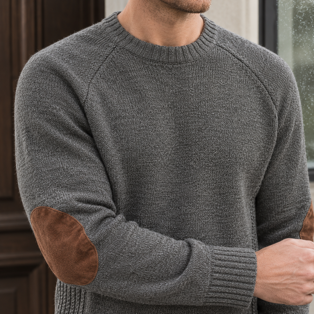 Silvain Elbow Patch Sweater - Lead Product Detail