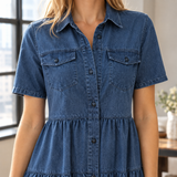 Delphine-Jade Tiered Denim Dress - Lead Product Detail