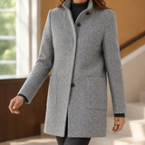 Aurelia-Pearl Stand Collar Coat - Lead Product Detail