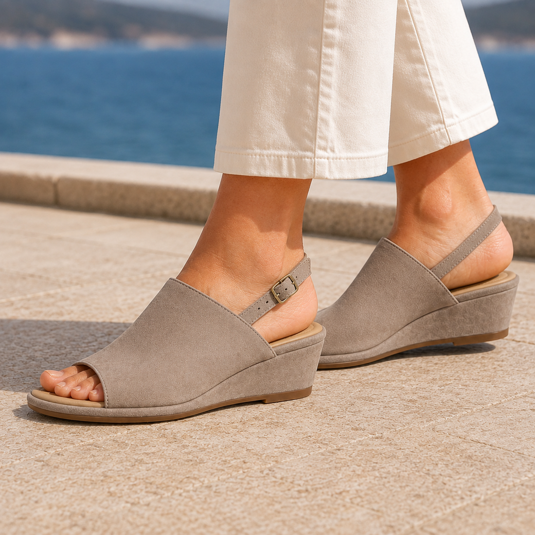 Alfieri Slingback Wedge Sandals - Lead Alternate View