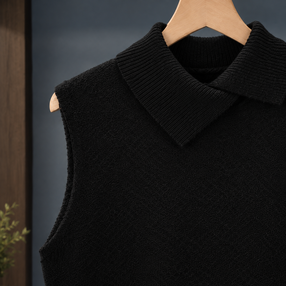 Idalia-Jane Collared Knit Vest - Lead Product Detail