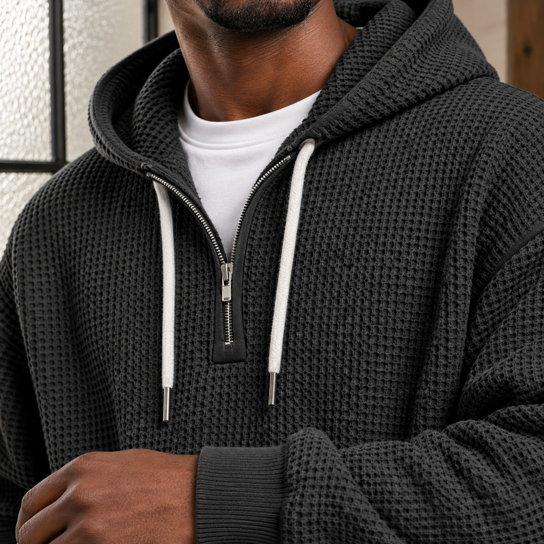 Merrick Waffle Hoodie - Lead Product Detail