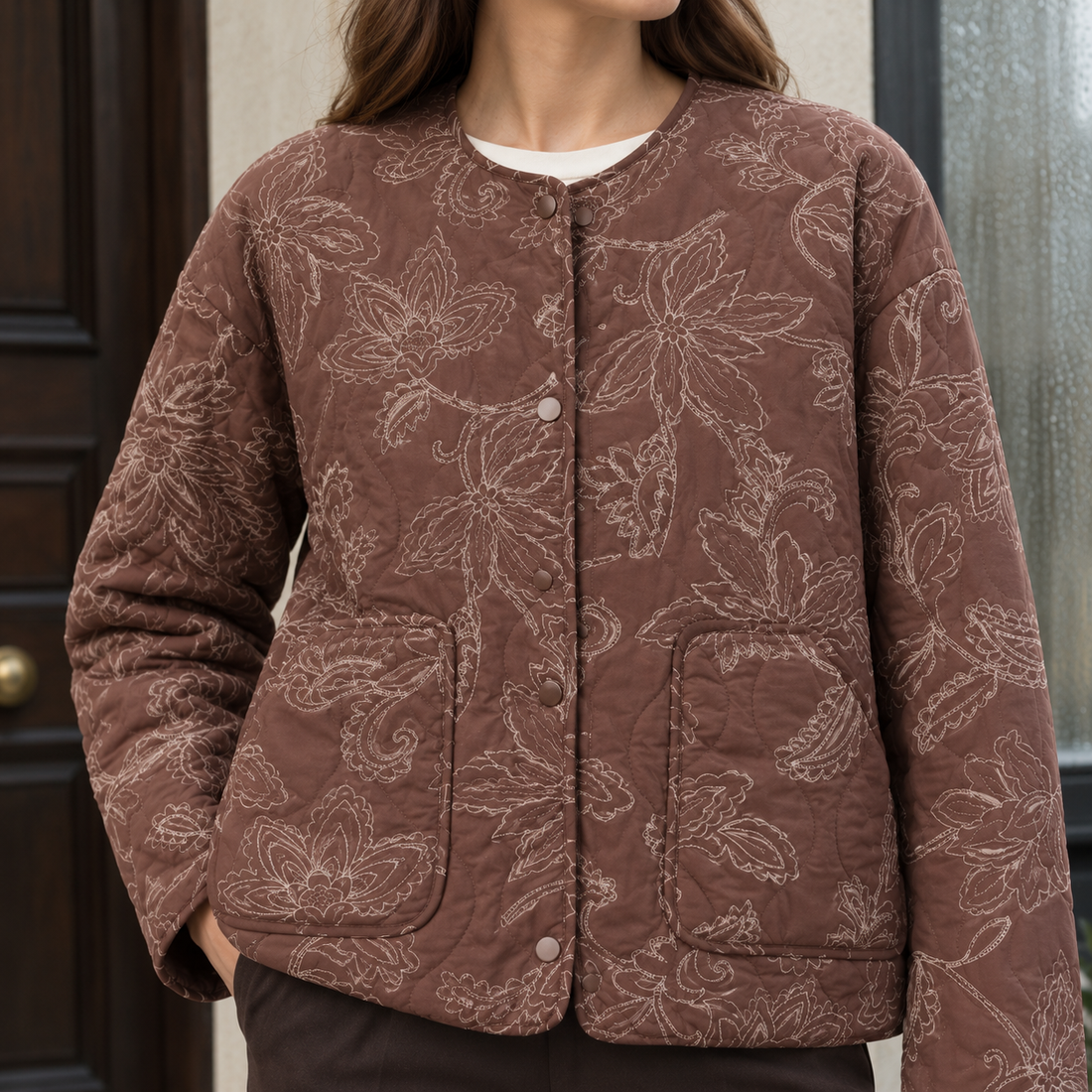 Ameline-Pearl Quilted Jacket - Lead Product Detail