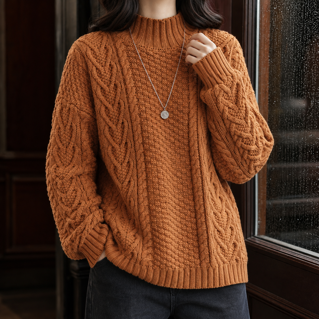 Alexandra Cable Knit Sweater - Lead Product Detail