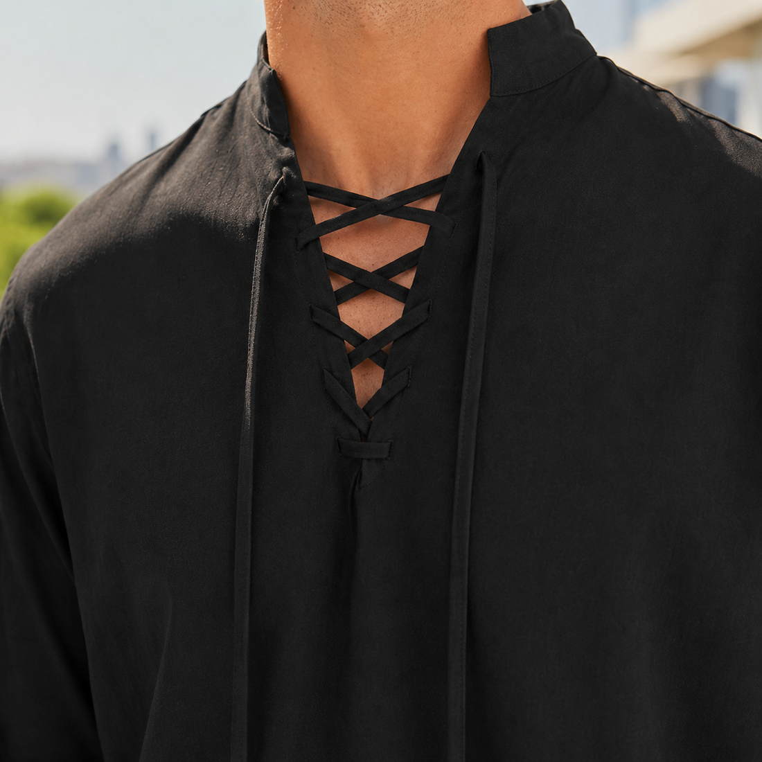 Lennox Lace-Up Shirt - Lead Product Detail