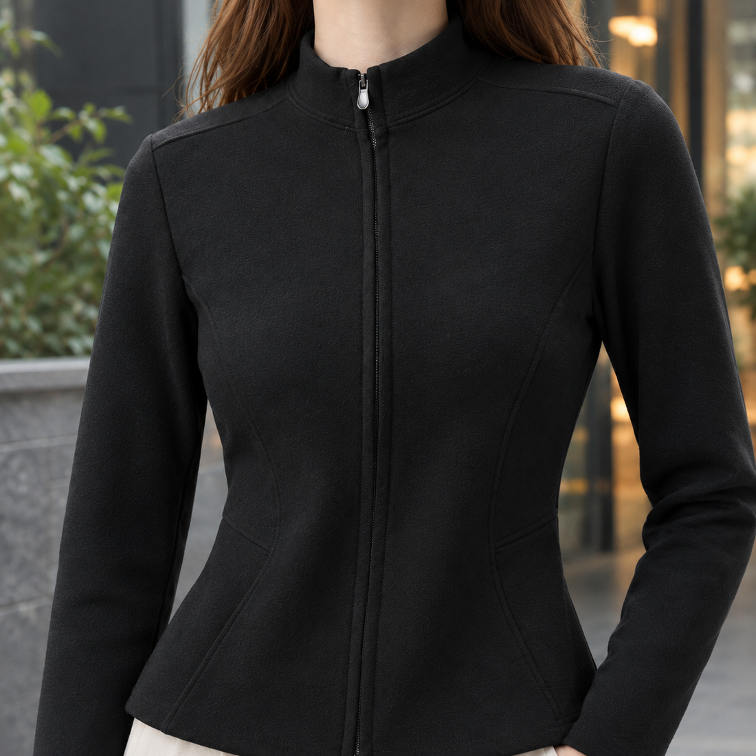 Cassidy-Sage Stand Collar Jacket - Lead Product Detail