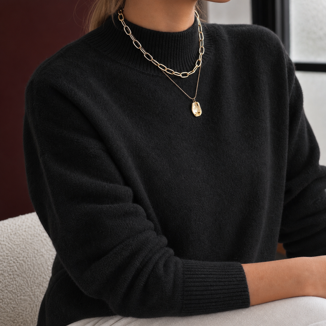 Sibylla Mock Neck Sweater - Lead Product Detail