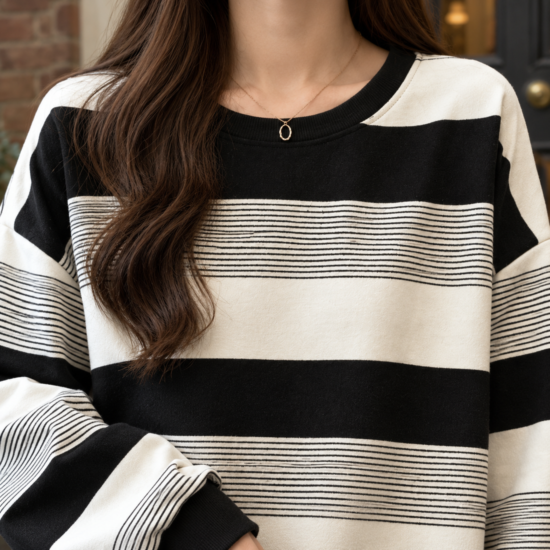 Annika-Pearl Striped Top - Lead Product Detail