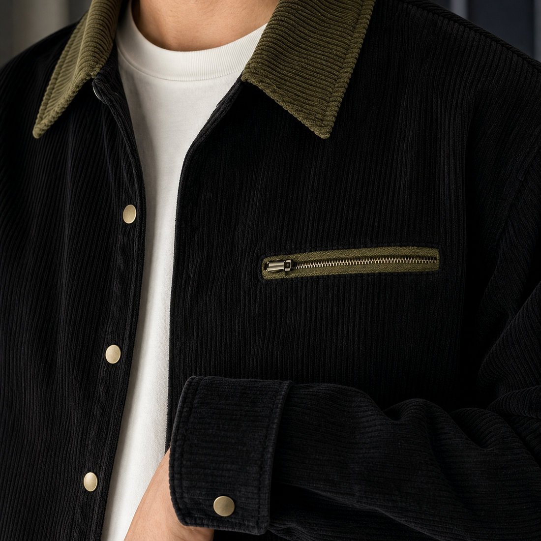 Leander-Jude Contrast Collar Jacket - Lead Product Detail