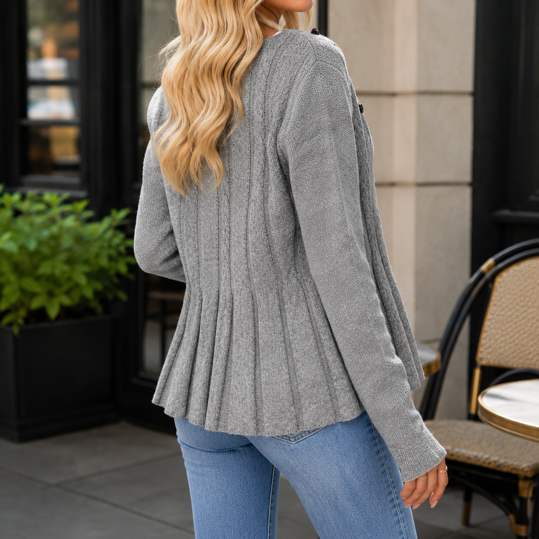 April Cable Knit Sweater - Lead Alternate View