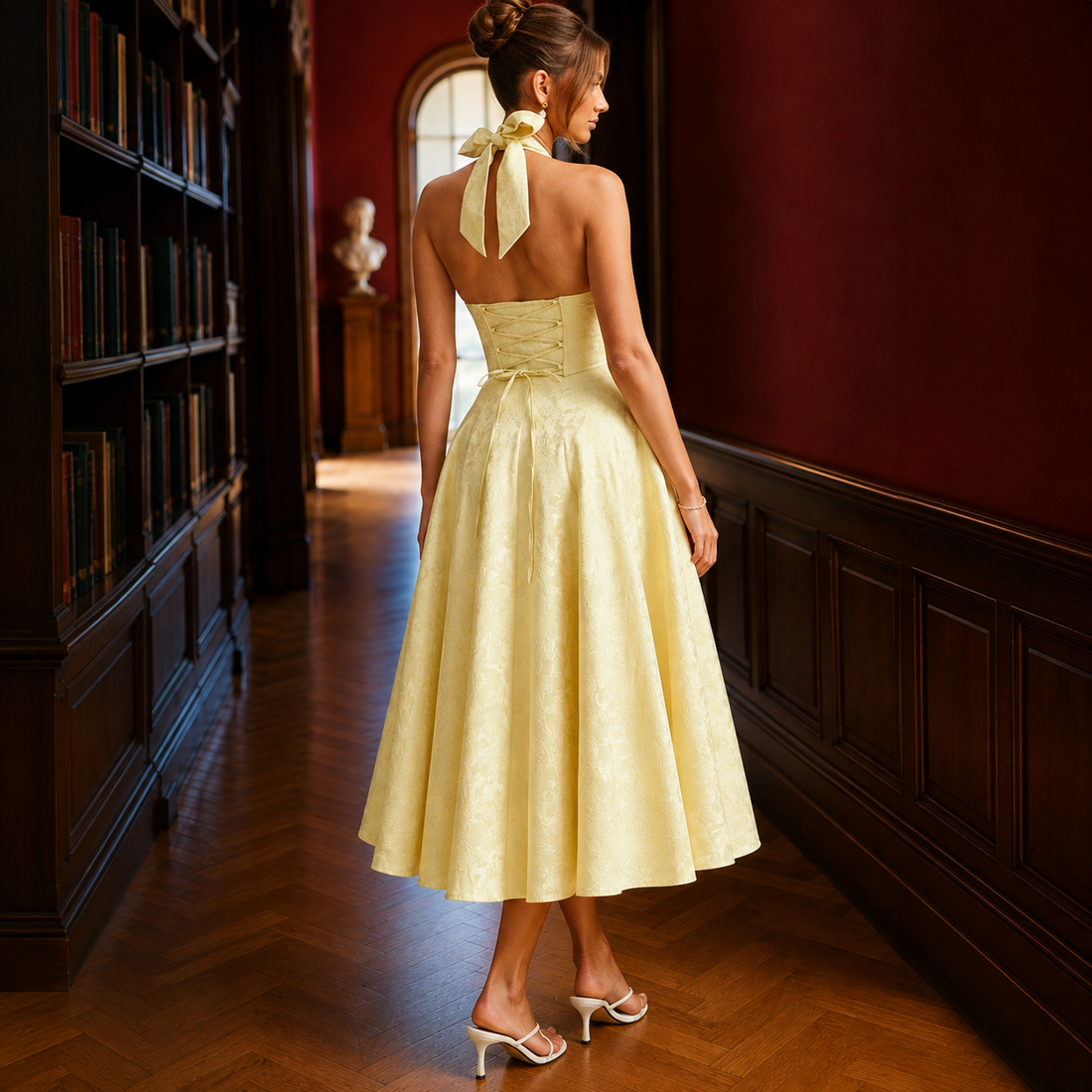 Ingrid Halterneck Midi Dress - Lead Alternate View