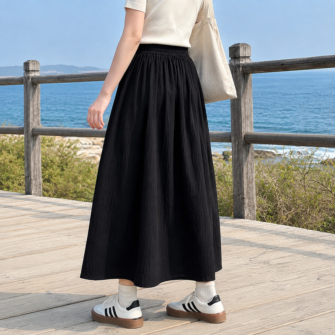 Romy Gathered Maxi Skirt - Lead Alternate View
