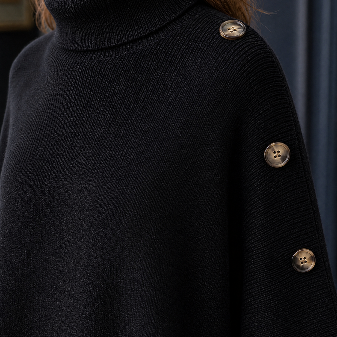 Beaumont Turtleneck Poncho - Lead Product Detail