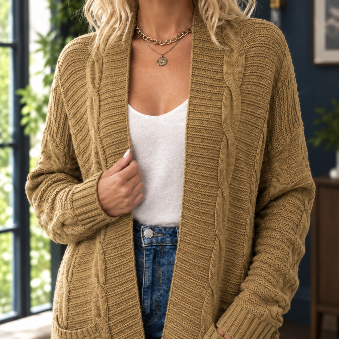 Caitlin Cable Knit Cardigan - Lead Product Detail