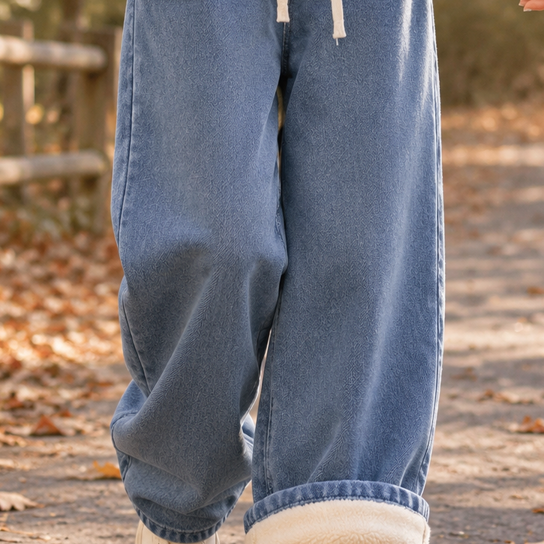 Guinevere-Jane Fleece Wide Leg Jeans - Lead Product Detail