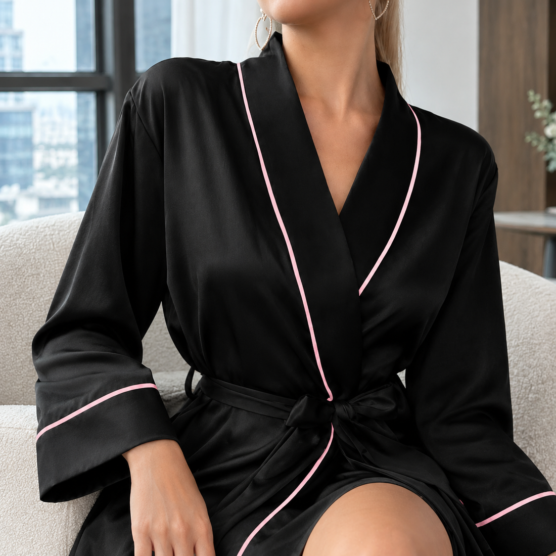 Aurelia-Sage Piped Robe - Lead Product Detail